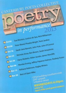 poster for the 2013 Poetry in Performance season