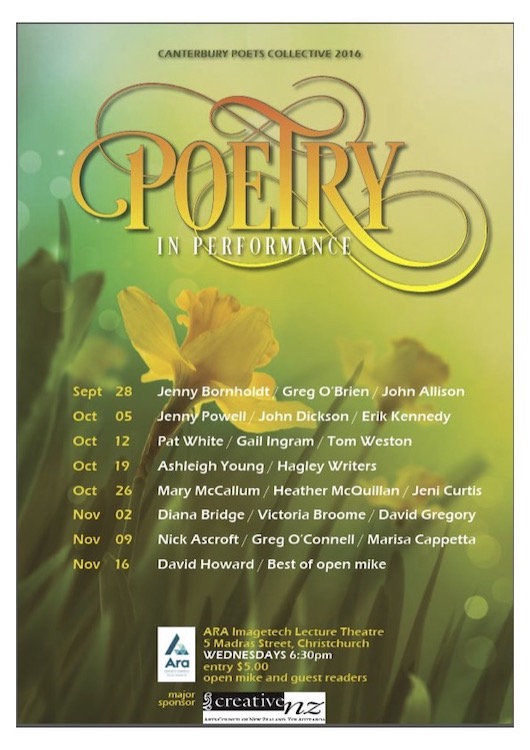 poster for the 2016 Poetry in Performance season